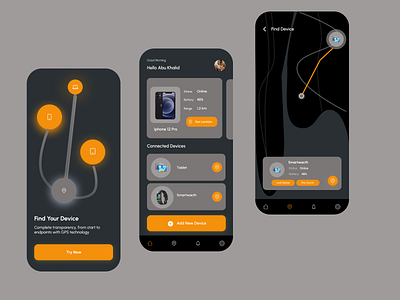 Tracking Device animation app color concept design figma mobile palette ui ux androidiostranding