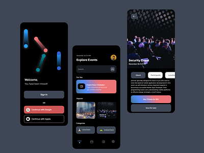Events App animation app color concept design figma mobile palette ui ux androidios