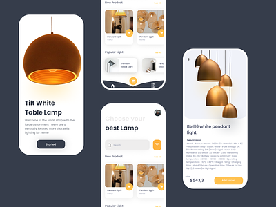Lamp Store animation app color concept design figma mobile palette ui uxui kitandroidiostemplateicon