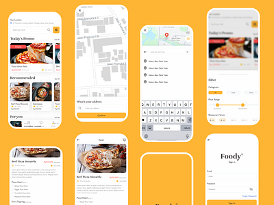 Foody - Home page animation app color concept design figma mobile palette ui