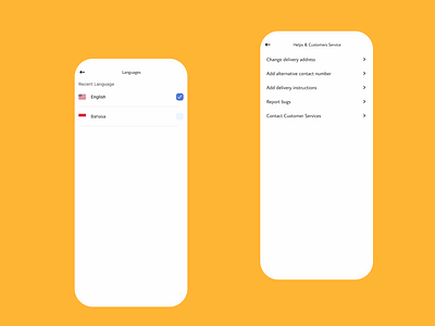 Foody - language and Help center Page animation app color concept design figma mobile palette ui