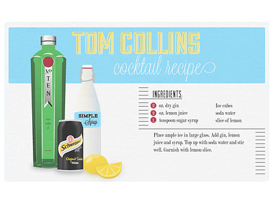 Tom Collins Recipe cocktails illustration