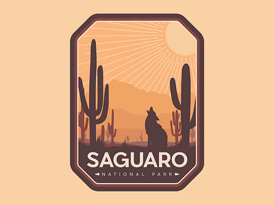 Saguaro NP Badge arizona badge design design illustration national park typography