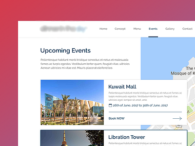 Upcoming Events clean events listing map minimal modern simple sleek