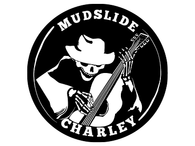 Mudslide Charley Logo blues branding design guitar illustration logo music musician skeleton skull