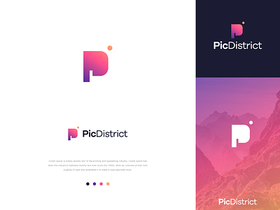PicDistrict branding camera colors design identity illustration logo mark marketing minimal modern photo photography picker typography
