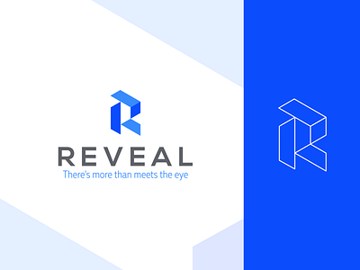 Reveal blue branding design edges flat icons identity illustraion illustration illustrator logo logo design mark marketing minimal modern typography vector