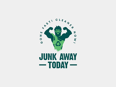 Junk Away Today body brand design branding character design clean clean logo clean logos icons color ideas colors design identity illustrator junk logo logo design logos man minimal muscular recycle vector