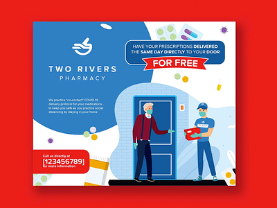 Two Rivers Pharmacy branding branding design color corona coronavirus covid19 creative design design graphics graphics design medicine minimal modern pharmacy postcard printing design saftey typography vectors virus