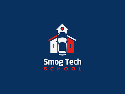 Smog Tech School branding car car school colors design driving driving school house identity learning platform logo logo design logodesign mark minimal school smog tech typography vector