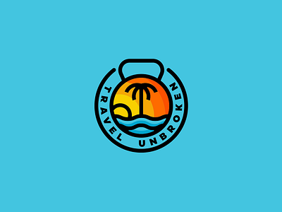 Travel Unbroken beach blue branding colors light logo logo design logotype mark minimal modern sea sun travel travel logo travelling tree typogaphy vector water