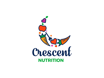 Crescent Nutrition branding colors design identity logo logo design logodesign logos logotype mark marketing minimal modern modern logo moon nutrition vector vector illustration vectorart vegetables