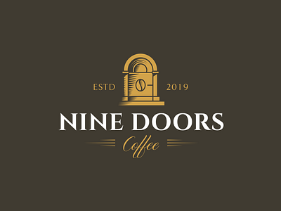 Nine Doors Coffee brand brand identity branding coffee coffee bean coffee brand coffee cup coffee logo coffee shop colors doors identity logo design logodesign logos minimal modern nine premium vintage