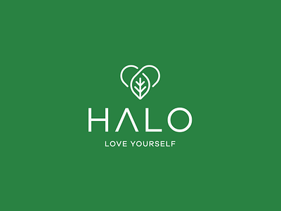 HALO branding design fresh fresh design green heart illustration leave logo logo design logotype love lover mark marketing minimal modern self typography vector