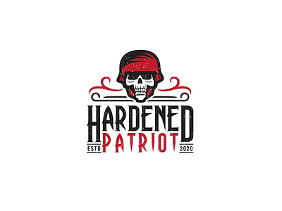 Hardened Patriot black branding branding design colors design identity logo logodesign logos mascotlogo minimla modern red skull skull art skull logo typography vector vector illustration vectorart