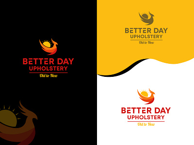 Better Day Upholstery colors illustration logo modern typography
