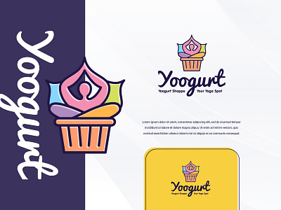 Yoogurt colors design icon logo modern typography vector