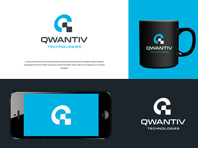 Qwantiv Technologies app branding colors design icon illustration logo logo design minimal modern typography ux vector