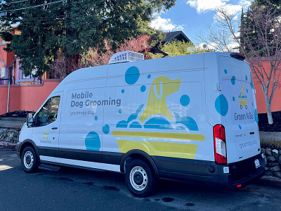 Mobile Dog Grooming Car Branding Design colors design illustration logo marketing modern typography vector