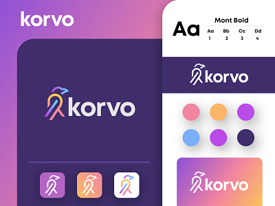 Korvo branding colors design icon identity illustration logo logo design logodesign mark minimal modern ui ux vector