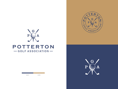 Potterton Golf Association agency art ball blue branding branding concept branding design brown colorpalette golden ratio golf icons identity illustrator logo mark minimal modern simple vector
