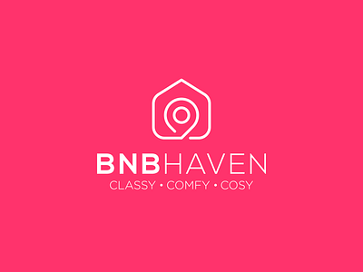 BNB Haven app branding branding agency color creativity home house icon illustrator location locationpin logo logo design logos logotype mark marketing pink realstate vector