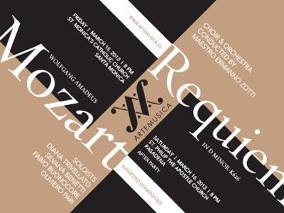 Requiem concert invitation logo mozart music postcard