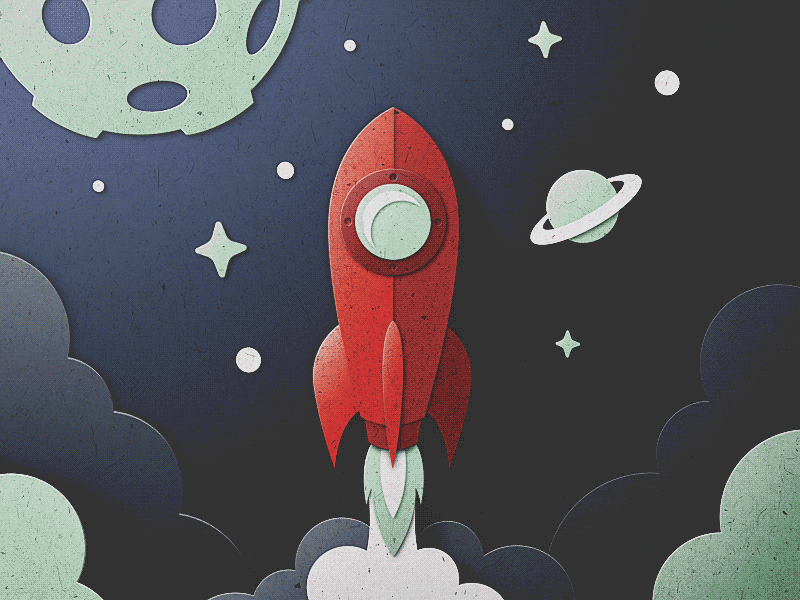 Skuemorphic Paper Rocket Animation animation collab illustration loop michael fugoso paper rocket texture