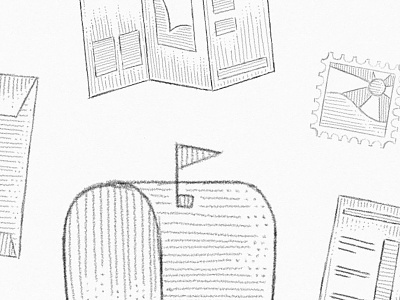 Directmail Sketch brochure envelope illustration mail mailbox sketch stamp woodcut