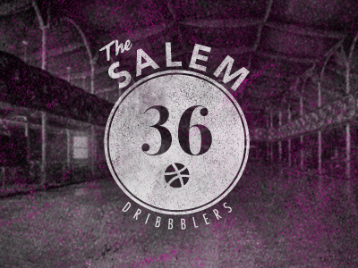 Salem Dribbblers 36 basketball logo rebound stamp vintage