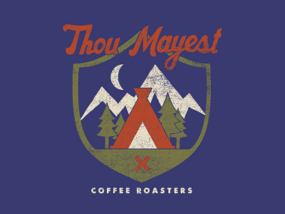 Thou Mayest Camp badge camp coffee forest mountain roasters shield thou mayest wilderness