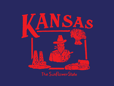 Kansas cowboy kansas oil pennant pistol silo sunflower state wagon wheat