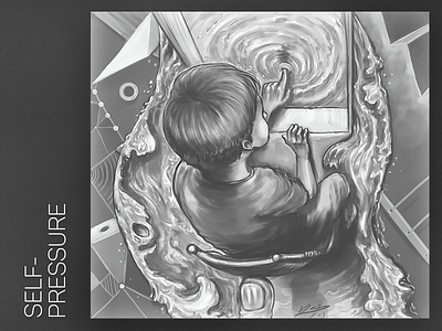 Self Pressure digital emotional illustration monochromatic