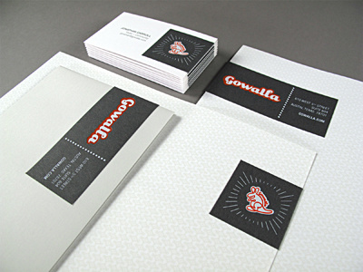 Gowalla Stationery business card letterhead letterpress stationery sticker