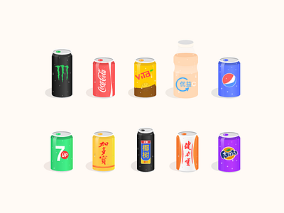 Drinks bottle cans drink illustration