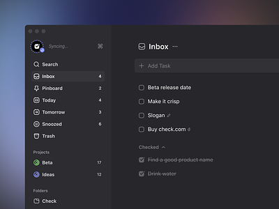 Check sidebar preview check dark dark mode inbox sidebar ui