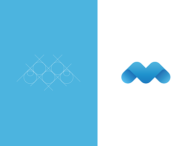 Medikus logo blue brand branding grid guideline identity letter logo m mark simple