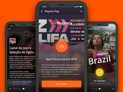 Playmix | Mobile App Redesign android ios mobile mobile app mobile ui online radio playmix podcasts spot