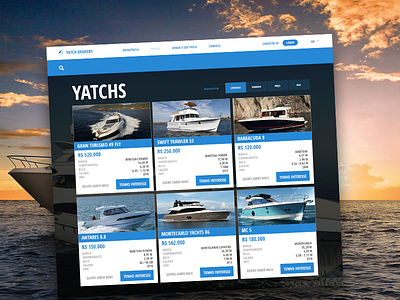 Yatch UI test brokers buttons e-commerce login marine sea search ui web website yatch