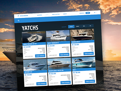Yatch UI test brokers buttons e commerce login marine sea search ui web website yatch