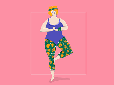 Mamie Yoga character design design draw flowers glasses graphic design illustration illustrator sport woman yoga