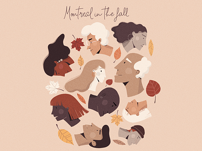 Montreal in the fall automne autumn character design design fall feuille graphic design hipster illustration illustrator leef mile end montreal saison weather woman