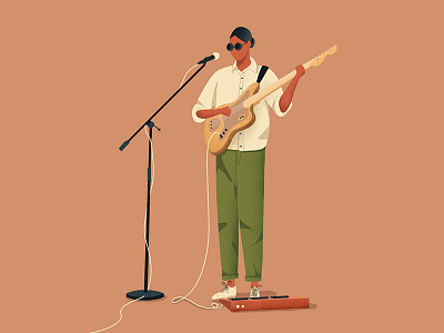 Music character design design graphic design guitar illustration illustrator men music music player records sunglasse vector