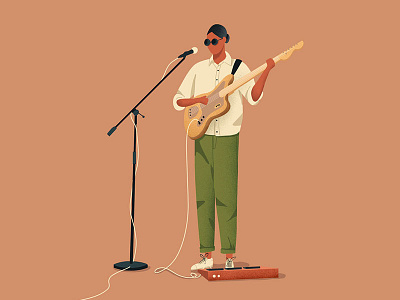 Music character design design graphic design guitar illustration illustrator men music music player records sunglasse vector