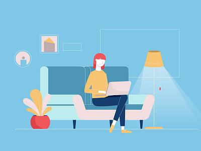 Living room draw graphic design illustration illustrator laptop livingroom woman