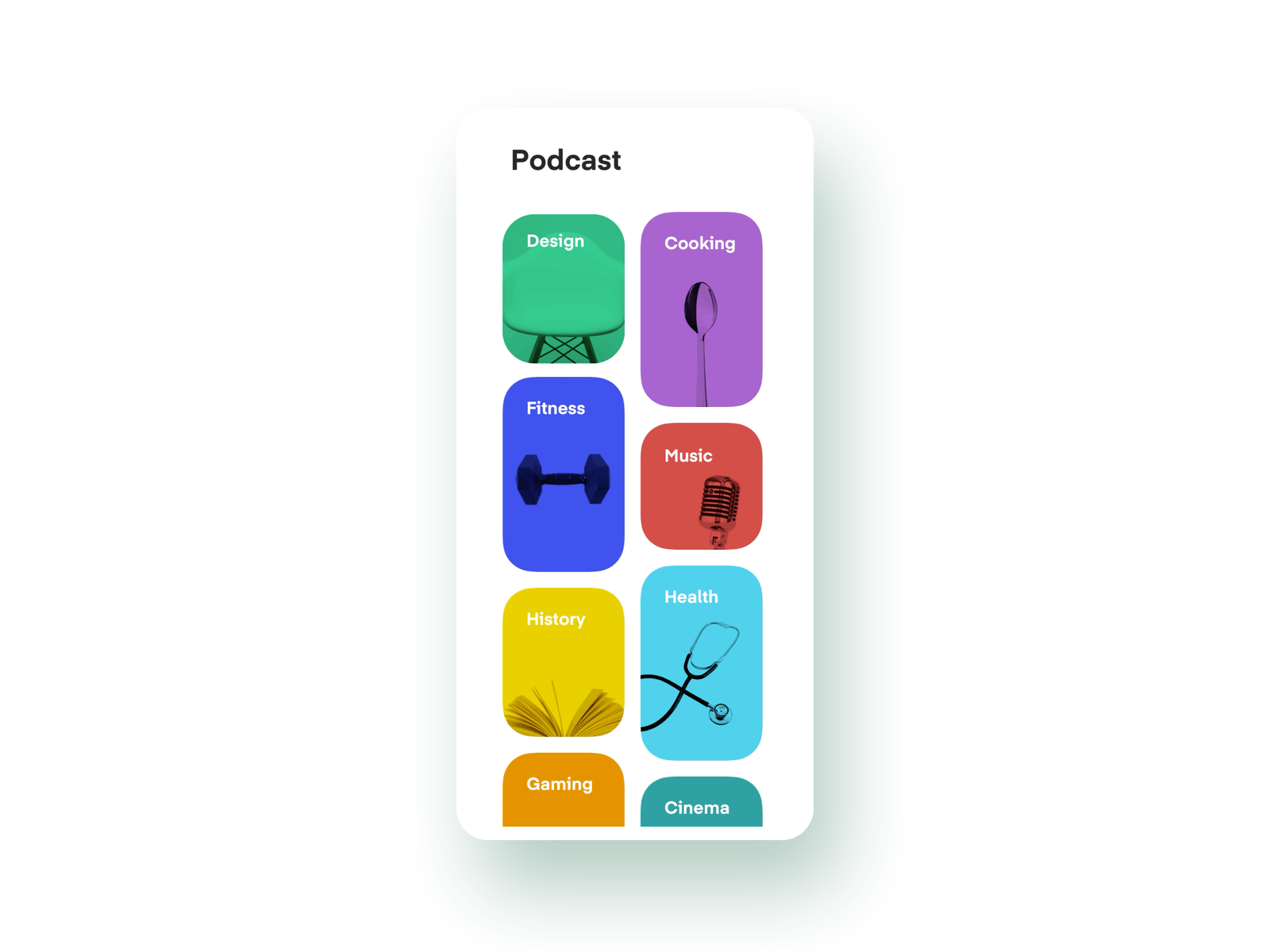 Podcast App Animation animation app blur categories colorful design flat mosaic music picker player podcast sketch smooth ui ux