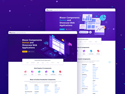 Blazor Demo page UI web design banners blazor chart controls dark illustration landing page ui web design website website design