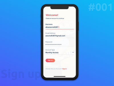 Signup Screen daily ui login signup