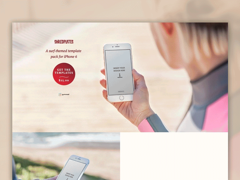 Shredplates - Surf-themed iPhone 6 template pack free freebie hand iphone mockup phone photoshop psd resource surf surfboard template