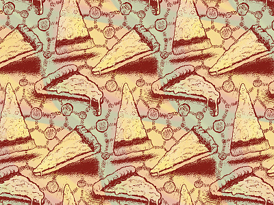 Slices amaziograph cheese food illustration ipadpro pattern pizza procreate surface tiling